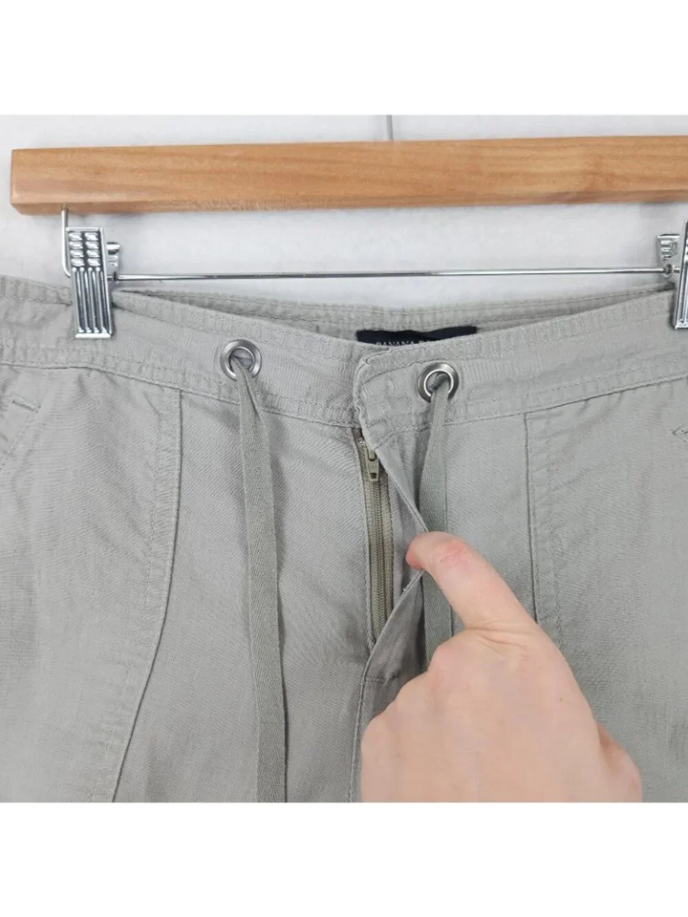 Banana Republic Pants Womens 12 Gray Linen Cotton Surplus Wide Leg Martin Fit